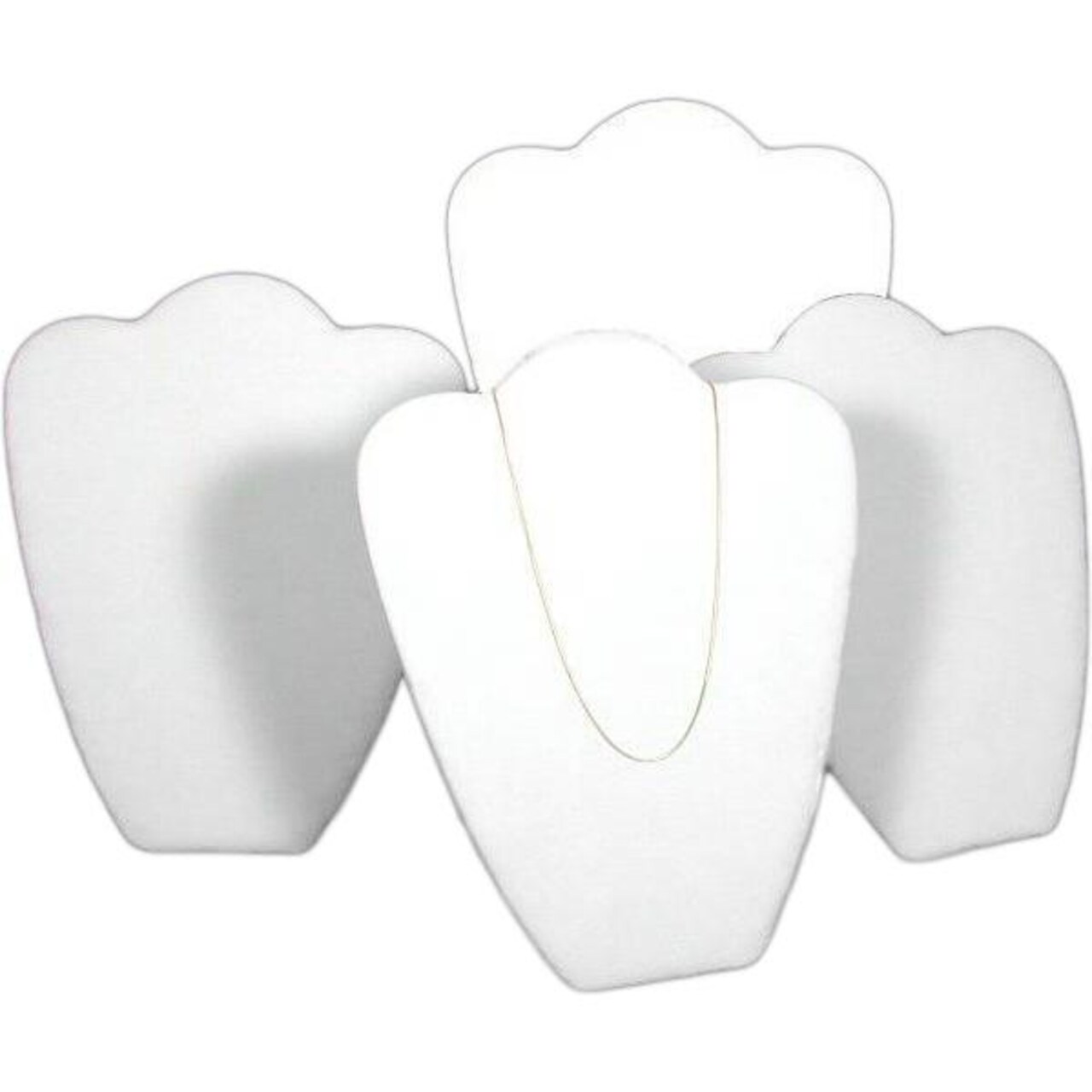 4 White Velvet Padded Necklace Pendant Bust Showcase Displays 10 7/8"